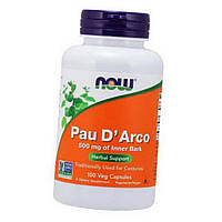 Кора муравьиного дерева Now Foods Pau D'Arco 500 mg of Innewr Bark 100 веган капсул