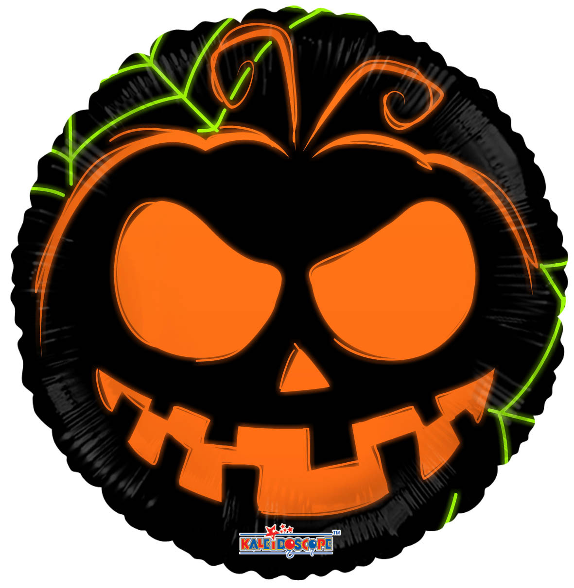 К 18" Pumpkin Face Neon Gellibean Balloon. Фольгована куля Неонова гарбуз Гелловін