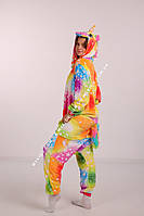 Костюм кигуруми единорог цветные звезды пижама пегас цветной яркий для детей и взрослых (1004)