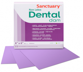 Кофердам без латексу (Non Latex Dental Dam), пурпурний з ароматом м'яти, середній (medium) 0,25 мм, 15 шт.