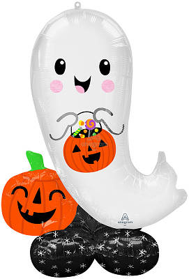 А 53" Airloonz Consumer Inflatable Halloween Ghost Foil Balloon . Фольгований шар ходячичка привида