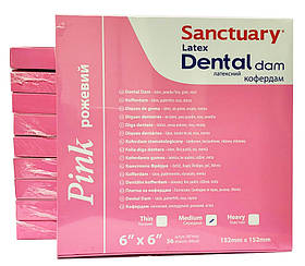 Кофердам рожевий (Pink Dental Dam), латексний з ароматом м'яти, середній (medium), (152мм х152мм) 36шт