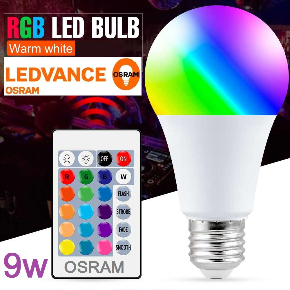 Лампа світлодіодна OSRAM A60 LED RGB + 2700К 9W E27 диммируемая пульт ДУ 806Lm 4058075430754