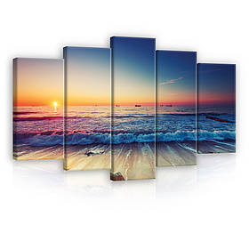 Модульна картина на полотні 2x20x40 см, 2x20x50 см, 1x20x60 см Морський пляж (PS12623S17)