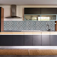 Кухонный фартук ПВХ для стен Узорные Ромбы Черно-белые декор скинали ПВХ 60*360см 6 панелей (СВП-205-М)
