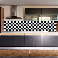 Кухонный фартук самоклеющийся Шахматная доска Глянец мягкие ПВХ декор 60*360см 6 панелей (СВП-206-ГЛ)