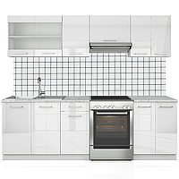 Модульный кухонный фартук Белые квадраты Глянцевый мягкие панели декор скинали 60*360см 6 панелей (СВП-207-ГЛ)