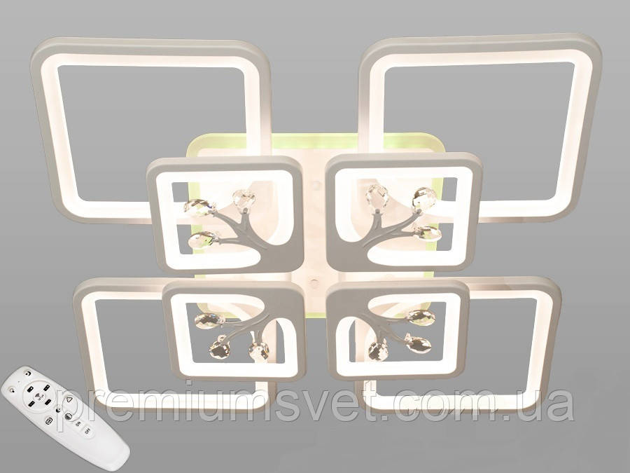LED-люстра з димером і RGB-підсвіткою, 165 W на натяжній стелі 8157/4+4 WH LED RGB dimmer, фото 1
