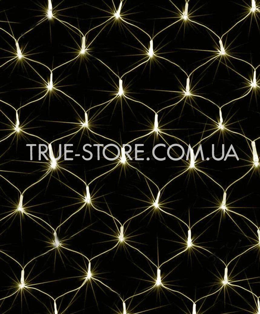 Гірлянда сітка 100 LED прозор. 1.2 м*1.2 м, Теплий білий колір