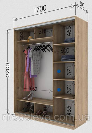 Шафа-купе 2Д Стандарт 170х60 h-220, ТМ Гарант, фото 1