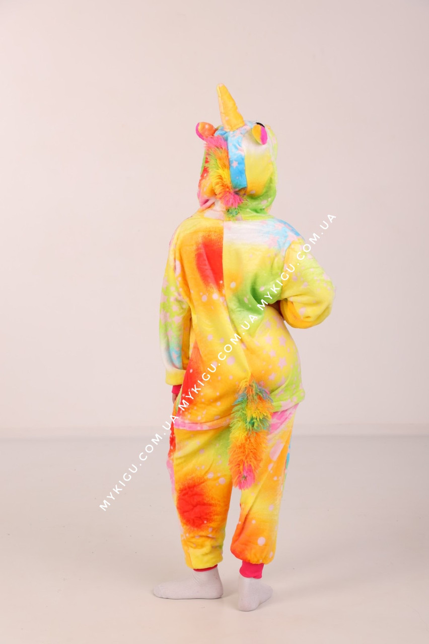 Пижама кигуруми для ребенка Единорога цветные звезды, Кигуруми детское единорог пятнистый (1004) - фото 5 - id-p1482411053