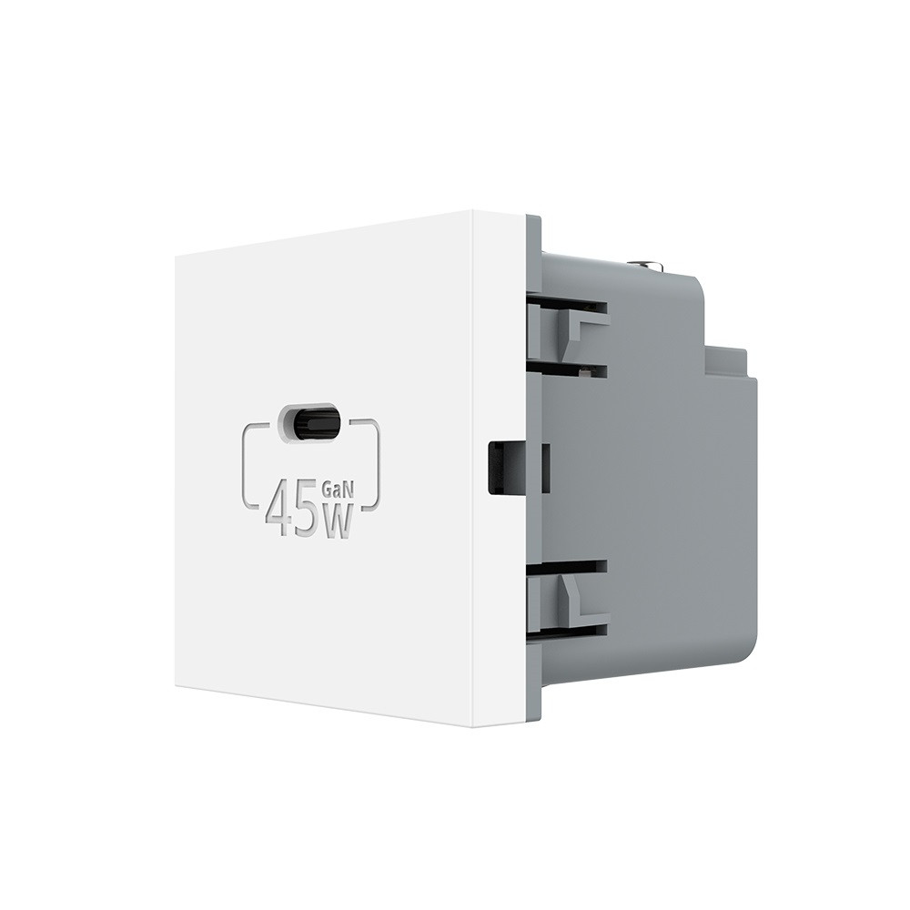 Механізм розетка USB type C з блоком живлення 45W Livolo білий (VL-FCUC-2WP), фото 1