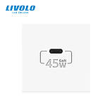 Механізм розетка USB type C з блоком живлення 45W Livolo білий (VL-FCUC-2WP), фото 3