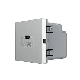 Механізм розетка USB type C з блоком живлення 45W Livolo сірий (VL-FCUC-2IP)