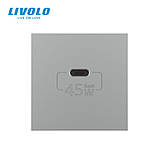 Механізм розетка USB type C з блоком живлення 45W Livolo сірий (VL-FCUC-2IP), фото 4