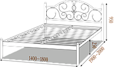Ліжко металеве Анжеліка біла 140 * 190 см (Метал-Дизайн ТМ), фото 2
