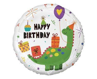 GD Foil balloon Happy Birthday dinosaur, 46 cm. Фольгований шар з днем народження. В УП