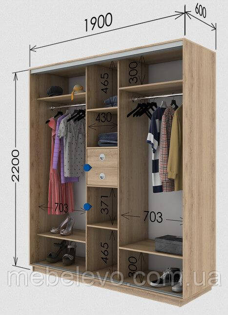 Шафа-купе 3Д Стандарт 190х60 h-220, ТМ Гарант