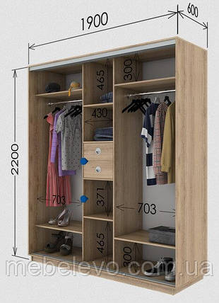 Шафа-купе 3Д Стандарт 190х60 h-220, ТМ Гарант, фото 1