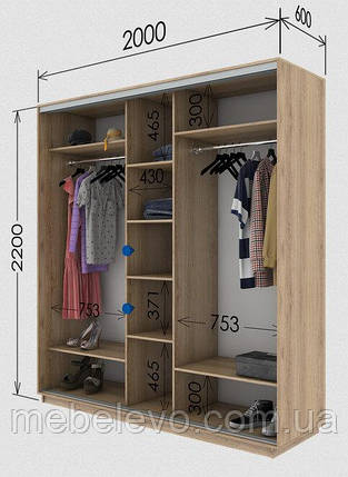 Шафа-купе 3Д Стандарт 200х60 h-220, ТМ Гарант, фото 1