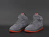 Зимові чоловічі кросівки Nike air force High grey Suede Взуття Найк Аір Форс сірі високі на хутрі замшеві, фото 3