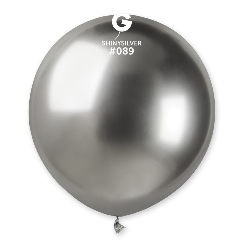 Латексна кулька хром срібний 19" / 89 / 48см Shiny Silver Gemar