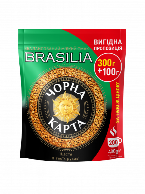 Розчинна кава Бразилія Ексклюзив Чорна карта 400 грамів у фольгованому пакованні, фото 1