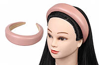 Женский объемный обруч для волос розовый, широкий обруч на голову пластиковый, розовый ободок для волос пудра
