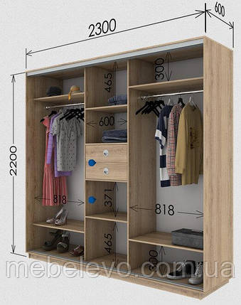 Шафа-купе 3Д Стандарт 230х60 h-220, ТМ Гарант, фото 1