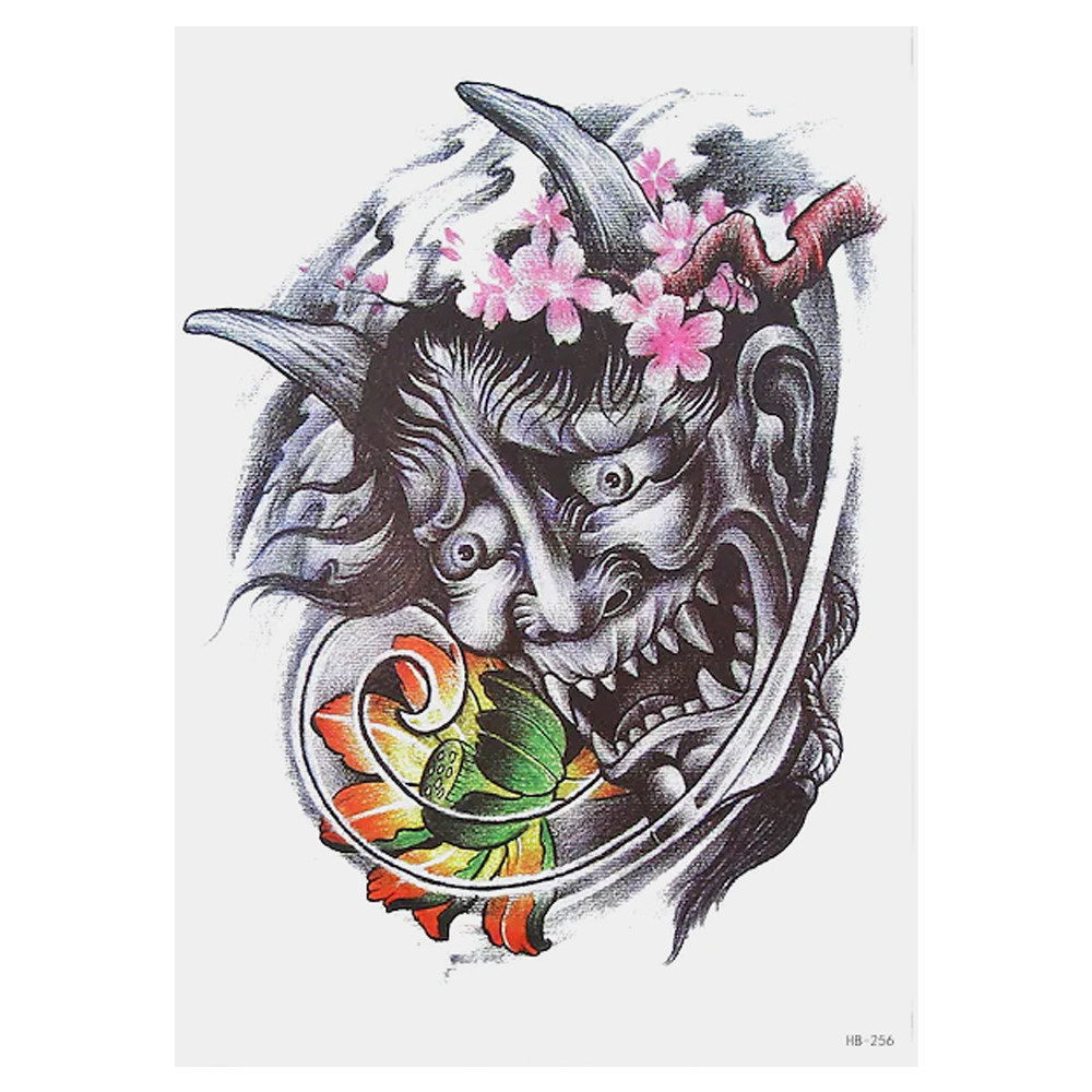 Тимчасове тату Японський демон (квіти сакури) (HB-256, 21x15 см), фото 1
