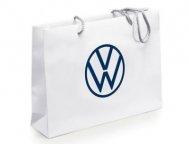 Паперовий подарунковий пакет з ручками Volkswagen Logo Paper Bag, White, 18х22, артикул 000087317BK