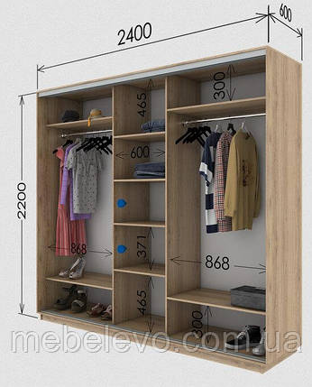 Шафа-купе 3Д Стандарт 240х60 h-220, ТМ Гарант, фото 1