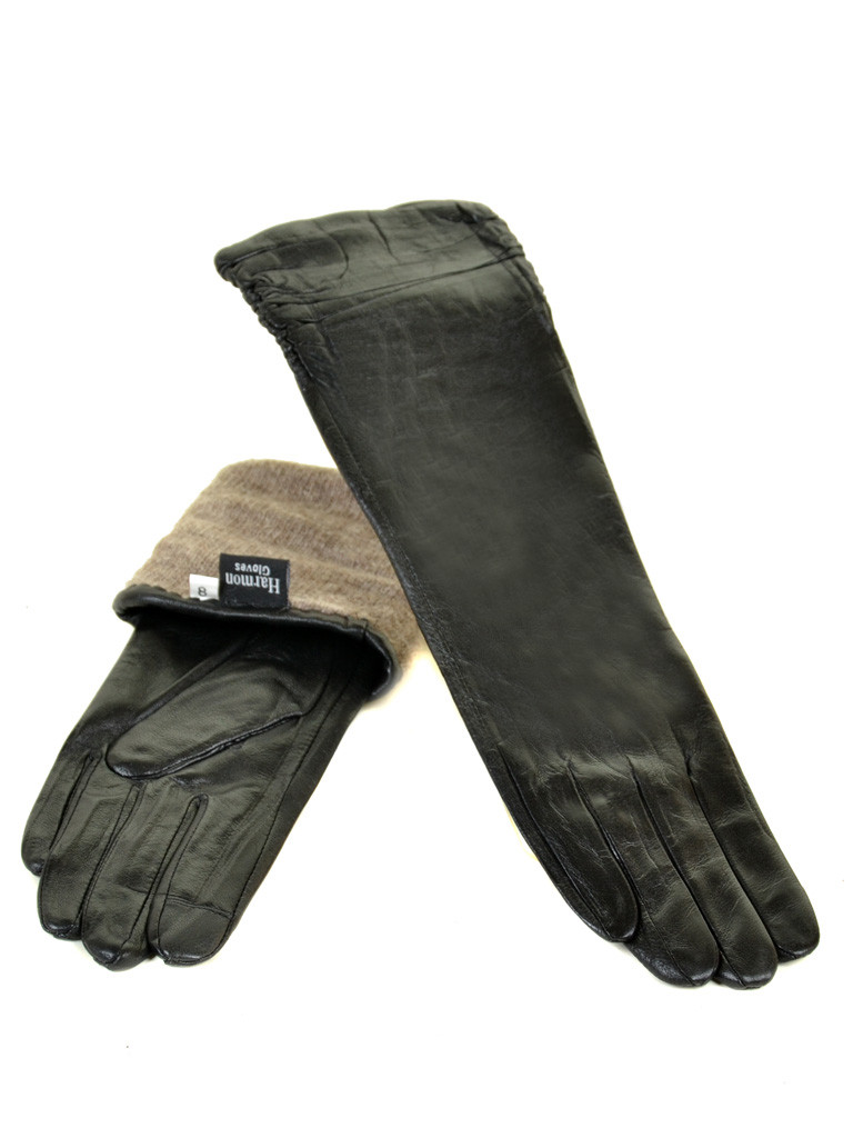 Рукавичка Жіноча шкіра F25/17 40см мод4 black шерсть Розпродаж