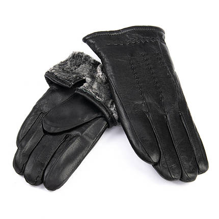 PODIUM Рукавичка Чоловіча шкіра M24/19 мод4 black хутро сіре Розпродажу, фото 1