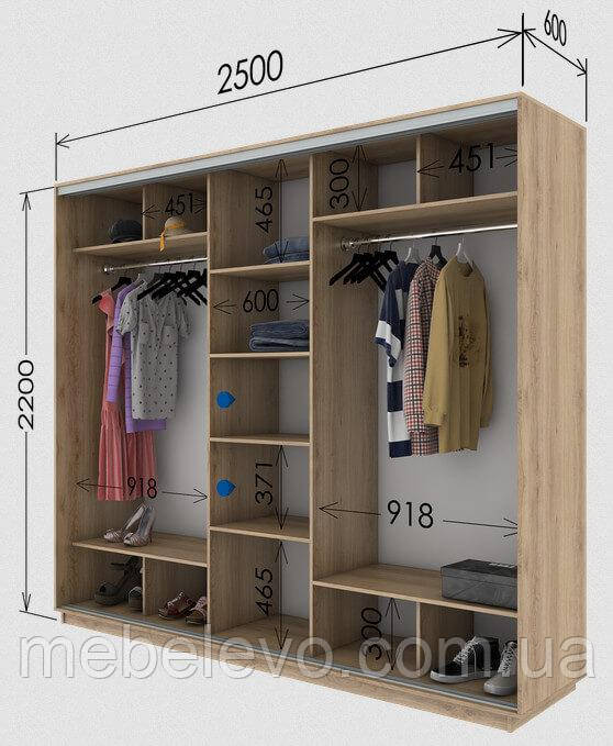 Шафа-купе 3Д Стандарт 250х60 h-220, ТМ Гарант