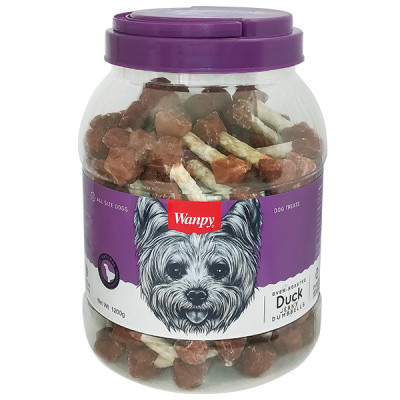 Ласощі для собак Wanpy (Ванпі) Duck Jerky Dumbbells кістка-гантель з в'яленою качкою 1,2 кг, фото 1