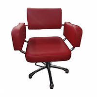 Кресло парикмахерское Opus Studio Амур Красное с подушками- подлокотниками и хромированными соединениями
