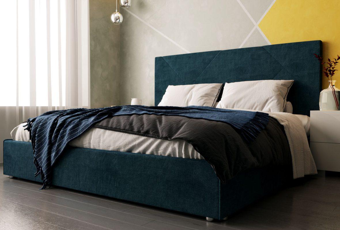 Ліжко двоспальне Сіті, двоспальне ліжко з м'яким узголів'ям для спальні Шик Галичина, фото 1