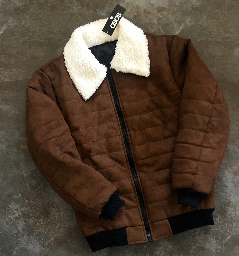 Чоловіча зимова куртка тепла замшева з хутром коричнева Туреччина. Живе фото. Чоловіча куртка, фото 1