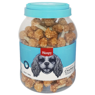 Ласощі для собак Wanpy (Ванпі) Chicken Jerky & Rice Dumbells кістка-гантель з куркою та рисом 1 кг, фото 1