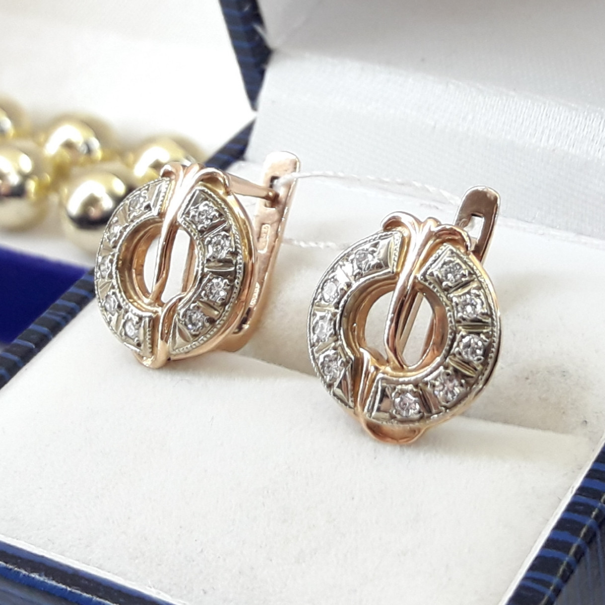 Золоті сережки з діамантами, фото 1