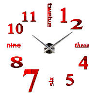 60-130 см, 3d годинник на стіну, diy clock, 3д годинник на кухню, оригінальні подарунки для дому з написами, красные