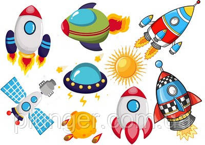 Вафельна картинка для кондитерських виробів Космос (лист А4) 11, фото 1