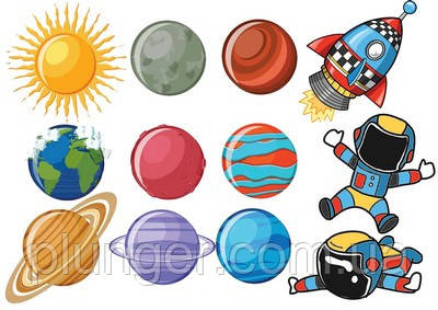 Вафельна картинка для кондитерських виробів Космос (лист А4) 12, фото 1