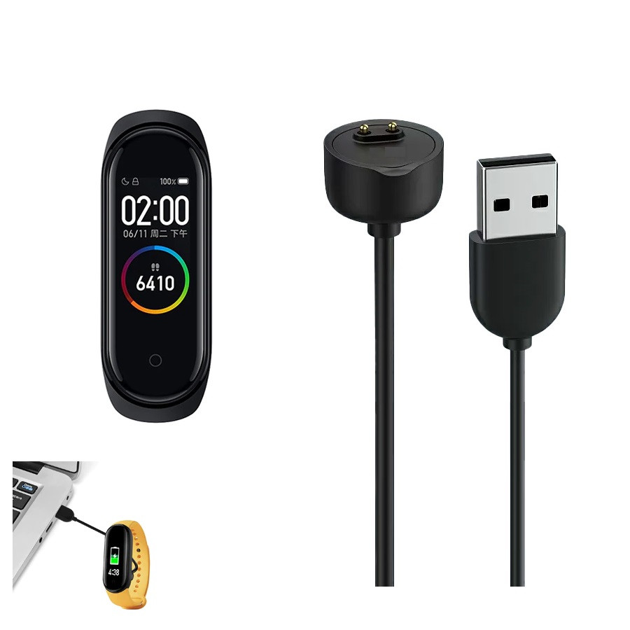 Кабель USB магнітний для фітнес браслета Mi Band 5/6 (black), фото 1