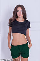 Женские мини-шорты с карманами S, Зеленый