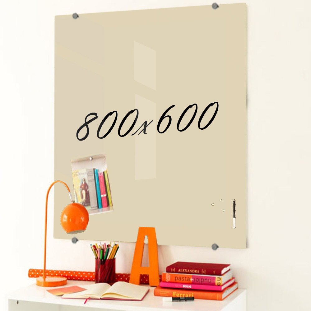 Скляна маркерна магнітна дошка 800*600мм Бежева, фото 1