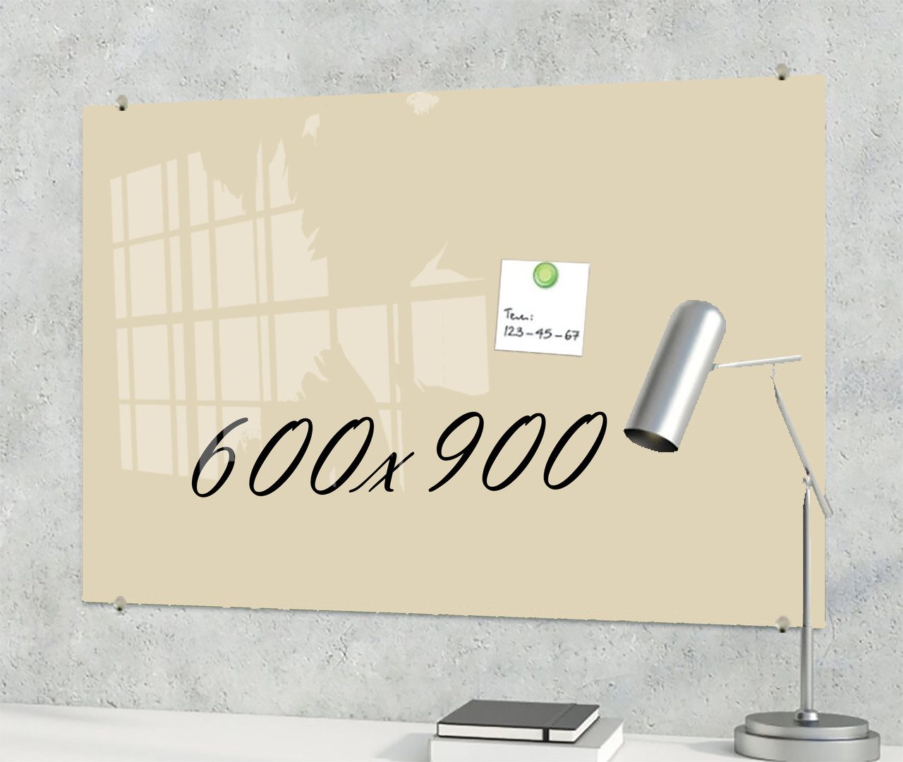 Скляна маркерна магнітна дошка 900*600мм Бежева, фото 1