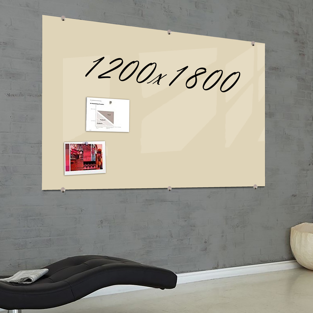 Скляна маркерна магнітна дошка 1800*1200мм Бежева, фото 1