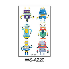 Флеш Тату. 12*8 См. Тимчасова. Перевідна. Набір, Роботи, Трансформери, Ws-A220 (S), Ч/Б